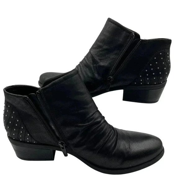 BareTraps Gericka Black Boots Studded Women 8.5M Pointed Toe Ruching  Booties - Picture 4 of 15